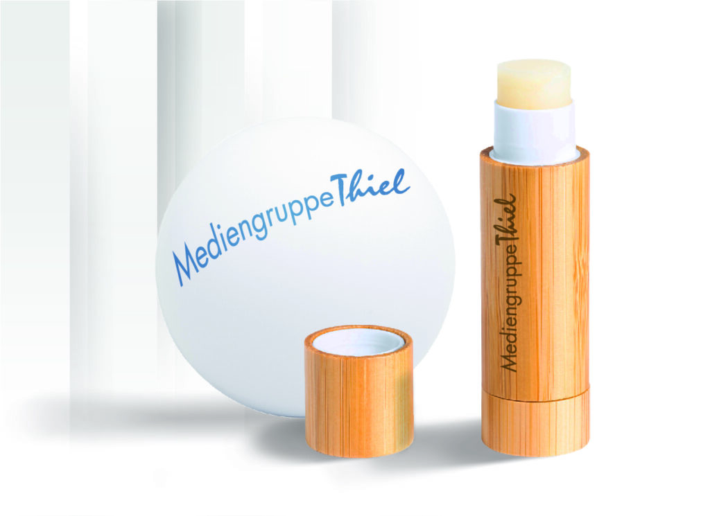 Lippenpflegestift Holz und Ball mit Logo